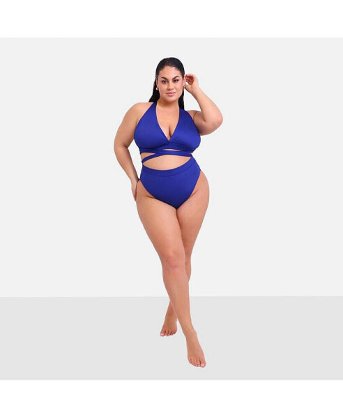 Plus Size Capri Wrap Around Bikini Top - Royal Blue