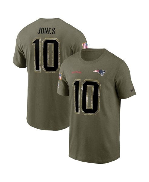 Men's Mac Jones Olive New England Patriots 2022 Salute to Service Name and Number T-shirt
