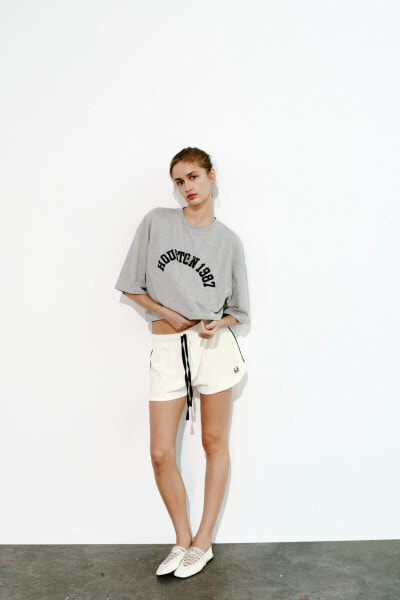 Terry-effect embroidered shorts