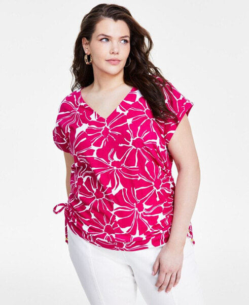 Plus Size Cotton Side-Tie Top, Created for Macy's