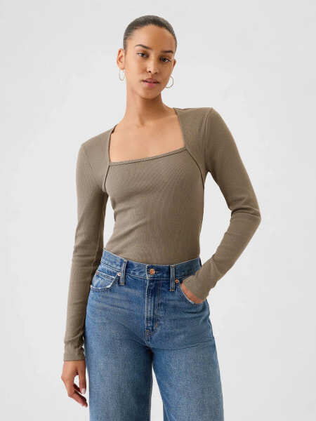 Modern Rib Square-Neck Top