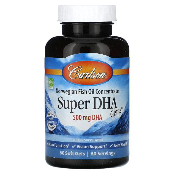 БАД Омега-3 Carlson Super DHA Gems, 500 мг, 60 мягких гелей