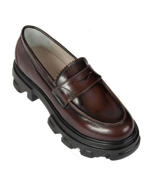 Peny Brown Patent Women Leather Loafer By URBN KICKS