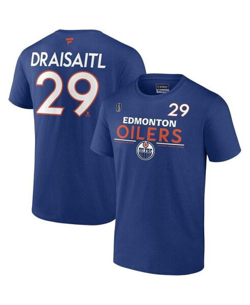 Men's Leon Draisaitl Royal Edmonton Oilers 2024 Stanley Cup Final Authentic Pro Name Number T-Shirt