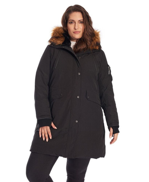 Plus Size Laurentian Long Parka Winter With Faux Fur Hood