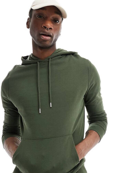 ASOS DESIGN hoodie in khaki green