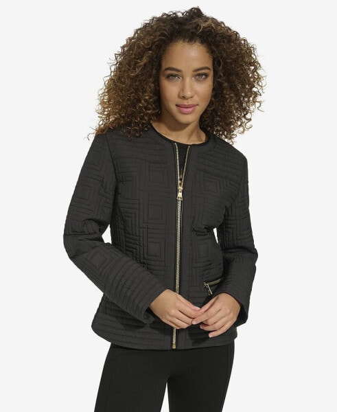 Women's Collarless Quilted Jacket