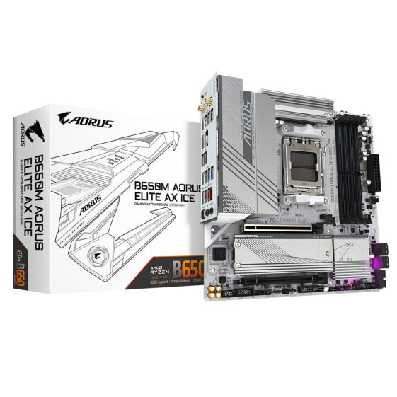 Gigabyte MB GBT AMD AM5 B650M A ELITE AX ICE G10 - AMD Sockel AM5 (Ryzen Zen4) - Micro/Mini/Flex-ATX