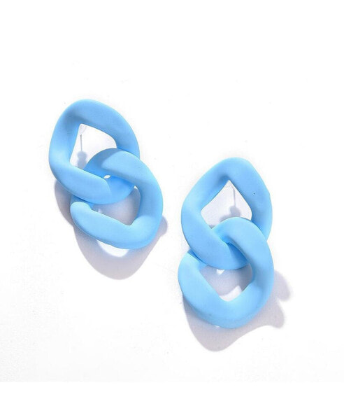 Women's Blue Chain-link Drop Earrings