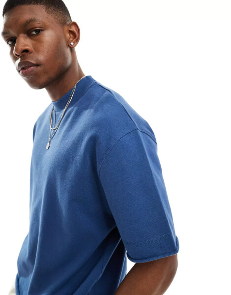 ASOS DESIGN oversized t-shirt with seam detailing in blue