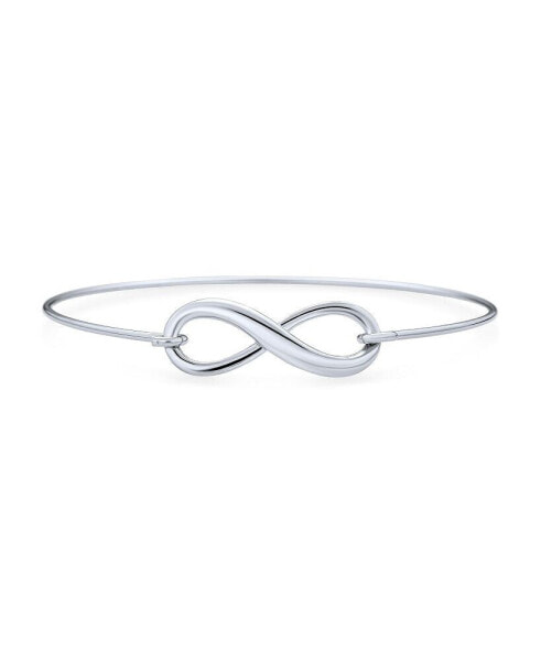 Delicate Minimalist Eternal Love Knot figure Eight Infinity Bracelet Bangle For Women Sterling Silver