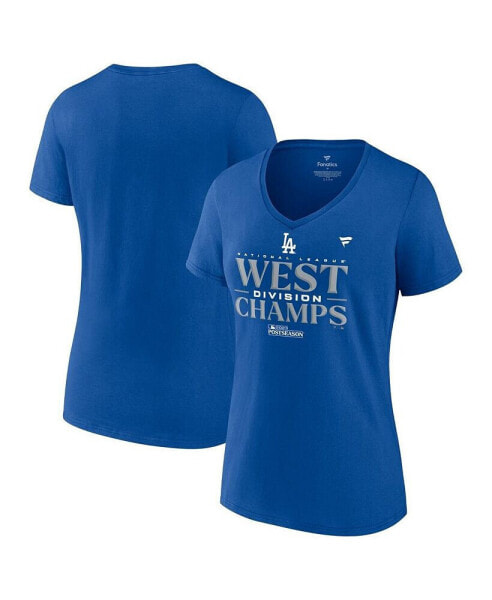 Women's Royal Los Angeles Dodgers 2023 NL West Division Champions Locker Room V-Neck T-shirt