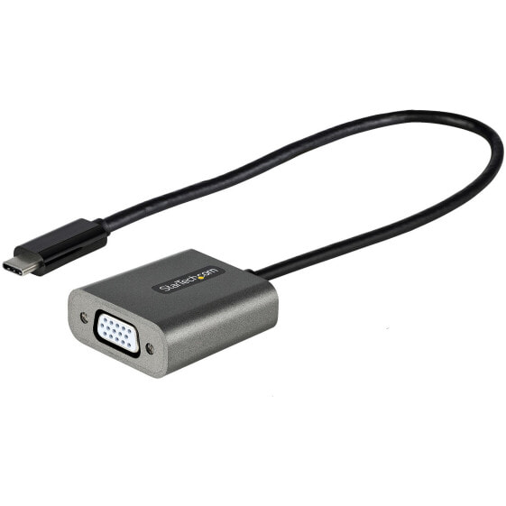 StarTech.com USB C to VGA Adapter - 1080p USB Type-C to VGA Adapter Dongle - USB-C (DP Alt Mode) to VGA Monitor/Display Video Converter - Thunderbolt 3 Compatible - 12" Long Attached Cable - Upgraded Version of CDP2VGA - USB Type-C - VGA (D-Sub) output - 1920 x 1200 p