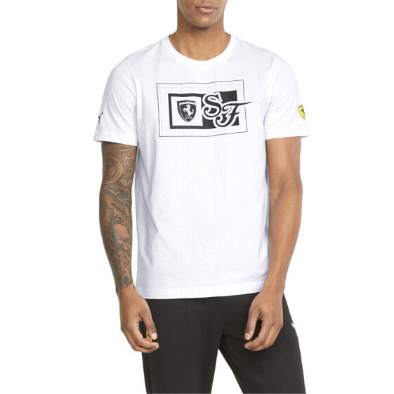 Puma Ferrari Race Graphic Crew Neck Short Sleeve T-Shirt Mens White Casual Tops