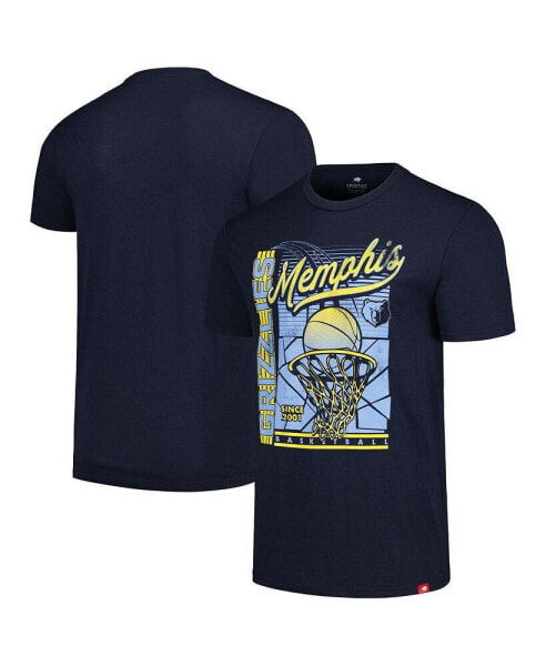 Men's and Women's Navy Distressed Memphis Grizzlies Swish Super-Soft Comfy Tri-Blend T-shirt
