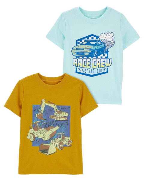 Toddler 2-Pack Racecar & Construction Graphic Tees 2T