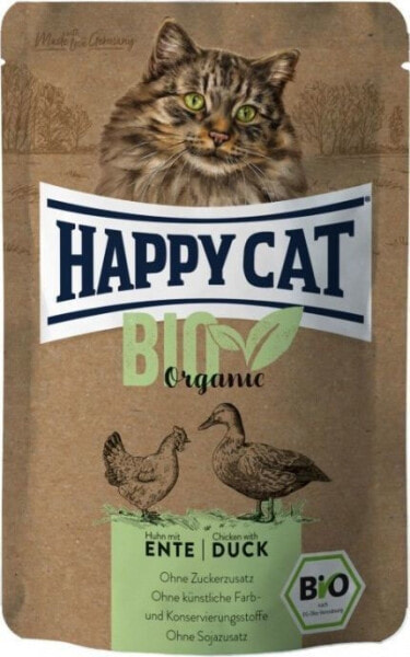 Влажный корм для кошек  	Happy Cat, Bio Organic, кусочки с уткой, 85 г