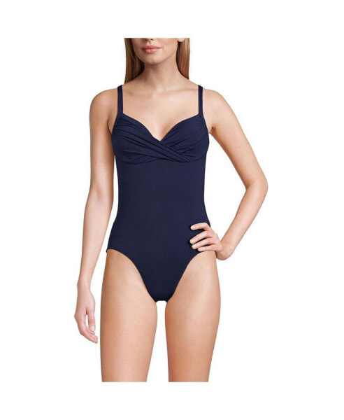 Women's Sculpting Suit Chlorine Resistant Targeted Control Draped One Piece Swimsuit