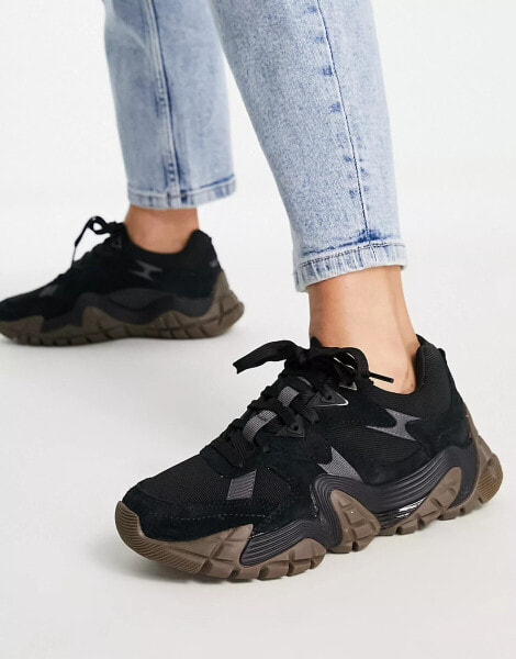 CAT Vapor suede mix trainers in black