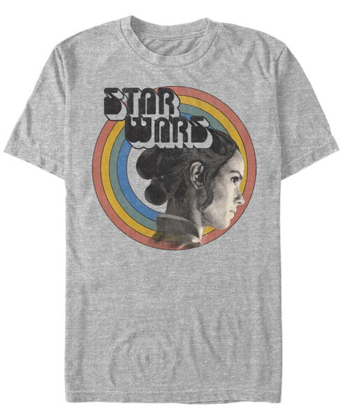 Men's Star Wars The Rise of Skywalker Rey Vintage-Like Rainbow Short Sleeve T-shirt