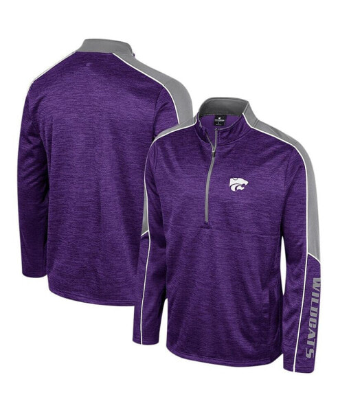 Men's Purple Kansas State Wildcats Marled Half-Zip Jacket