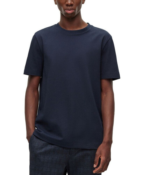 BOSS Men's Cotton-Blend Bubble-Jacquard Structure T-shirt