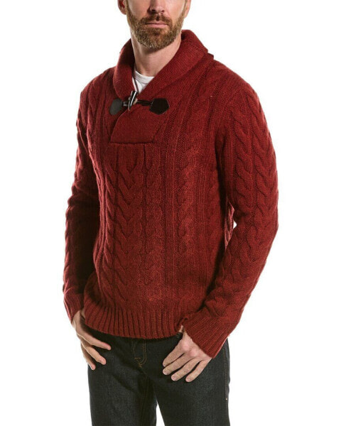 Loft 604 Cable Wool Shawl Collar Sweater Men's Red L