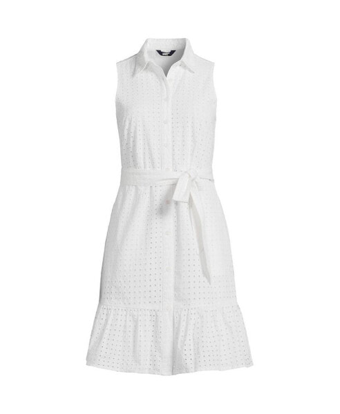 Women's Sleeveless Eyelet Shirt Dress