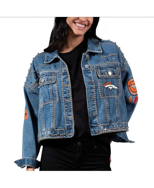 Women's Denver Broncos First Finish Medium Denim Full-Button Jacket