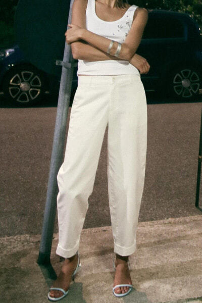 Chino trousers with braided belt