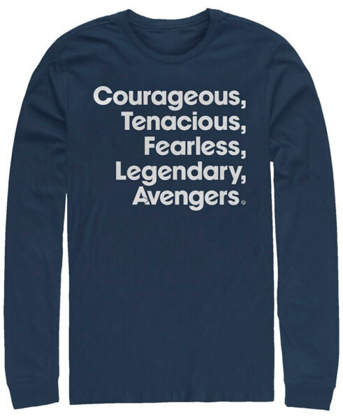 Marvel Men's Avengers Endgame Courageous Tenacious Fearless Legendary, Long Sleeve T-shirt