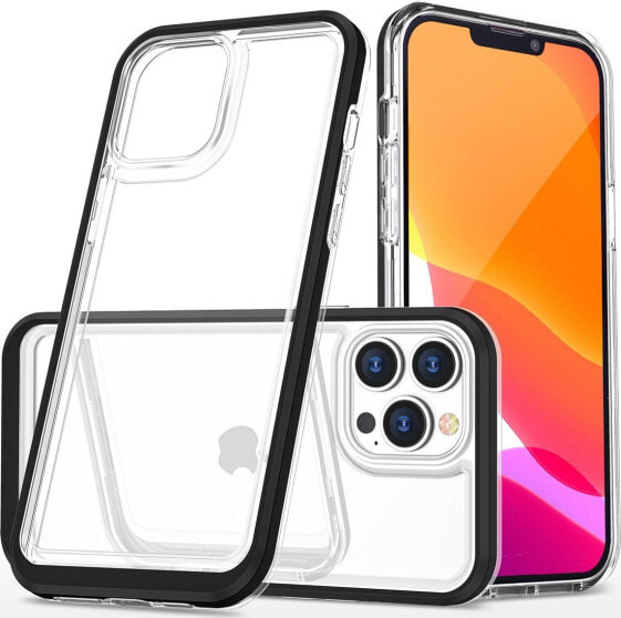 Hurtel Clear 3in1 etui iPhone 14 Pro silikonowy pokrowiec z ramką czarne