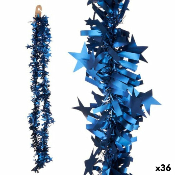 Christmas garland Tinsel Stars Blue 9 x 9 x 200 cm (36 Units)