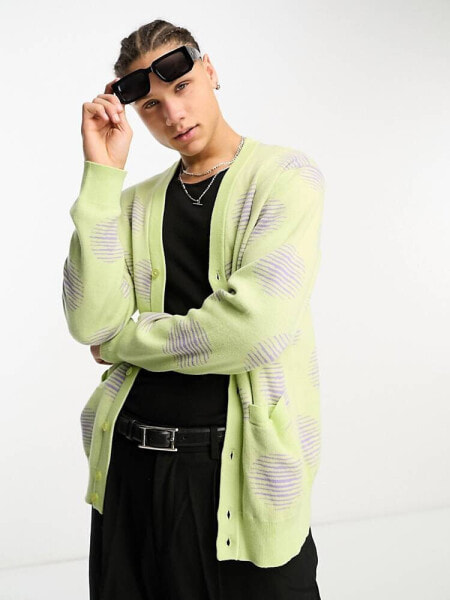 Obey oval cardigan in green