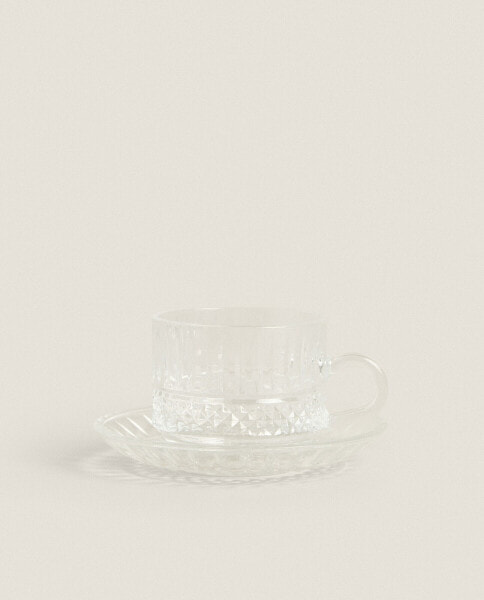 Raised glass coffee cup