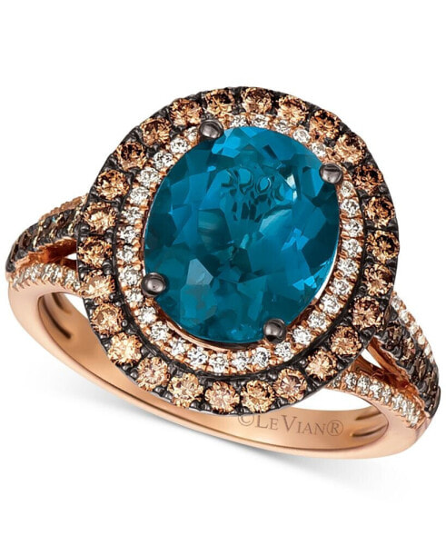 Deep Sea Blue Topaz (4 ct. t.w.) & Diamond (7/8 ct.t.w.) Statement Ring in 14k Rose Gold (Also in Opal, Citrine, Amethyst, Garnet & Mint Julep Quartz)