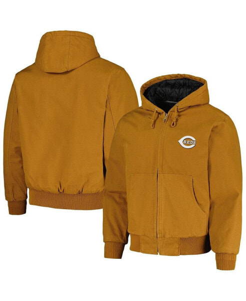 Men's Brown Cincinnati Reds Dakota Work Full-Zip Hoodie Jacket