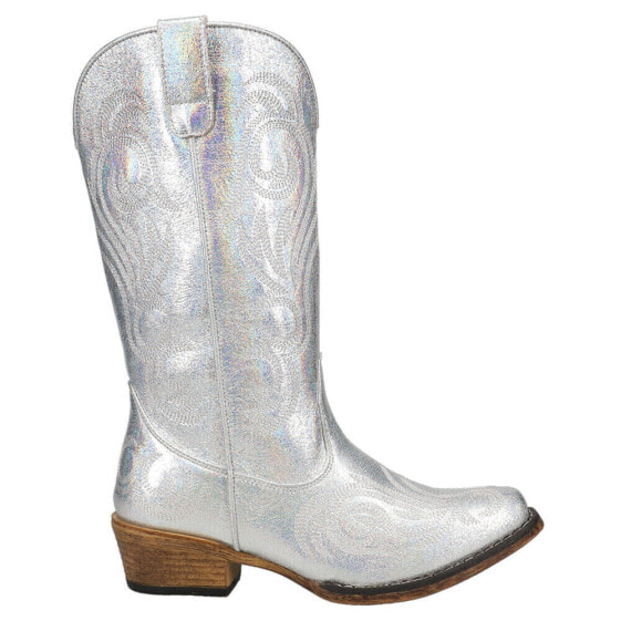 Roper Riley Metallic Snip Toe Cowboy Womens Silver Casual Boots 09-021-1566-324