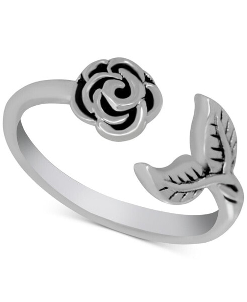 Floral Open Ring in Silver-Plate
