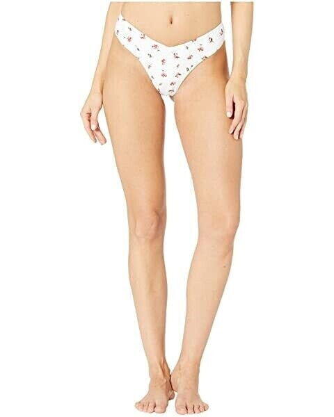 onia Women's 181463 Delila Bikini Bottoms White Retro Rosebud Swimwear Size M