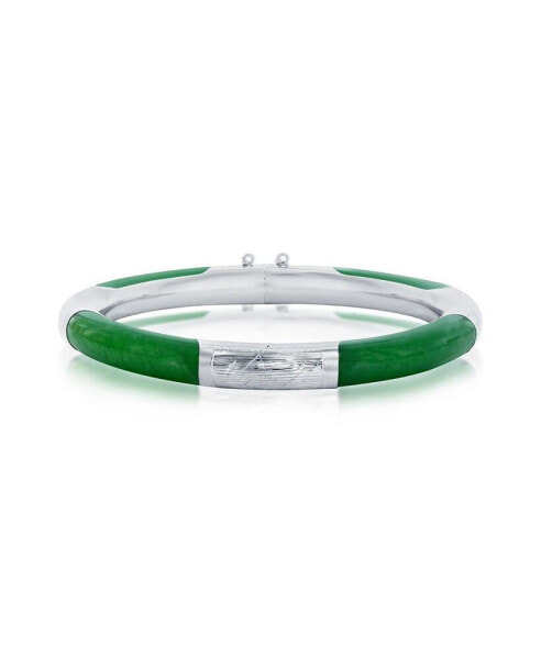 Sterling Silver Alternating Jade Bangle