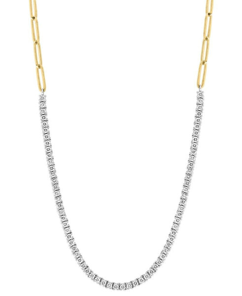 EFFY® Diamond Paperclip Link 18" Collar Necklace (2 ct. t.w.) in 14k Two-Tone Gold