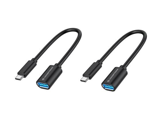 Conceptronic ABBY11B USB-C to USB-A OTG Adapter 2-Pack, 20cm, 0.2 m, USB C, USB A, USB 3.2 Gen 1 (3.1 Gen 1), 5000 Mbit/s, Black