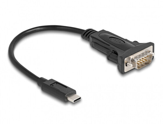 Черный разъем USB Type-C - RS-232 - Мужской - 0.225 м - Delock 64125 - Длина 0.225 м - FTDI FT232RL