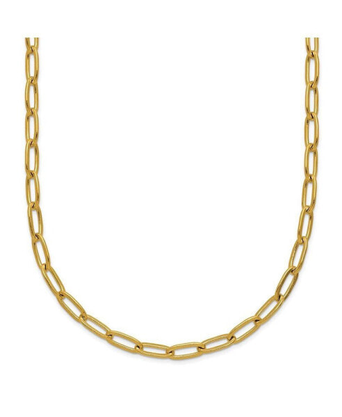 Chisel yellow IP-plated Elongated Open Link Paperclip 15 inch Necklace