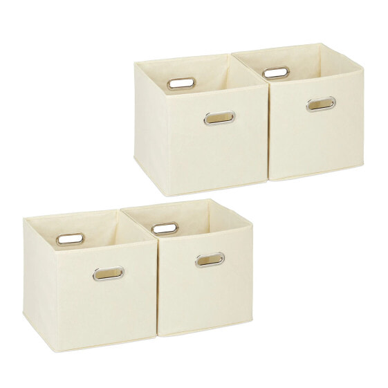 4 x Aufbewahrungsbox Stoff beige