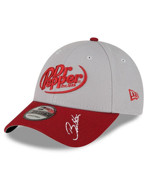 Men's Gray, Maroon Bubba Wallace 9FORTY Dr. Pepper Big Number Snapback Adjustable Hat