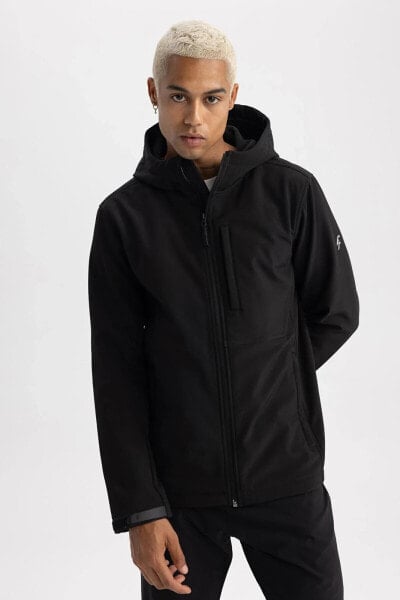 Fit Su Itici Regular Fit Kapüşonlu Softshell Mont