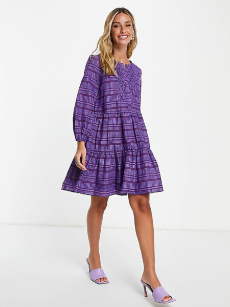 French Connection check mini dress in purple