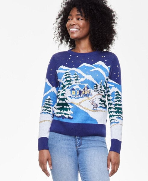 Women's Snowy Town Crewneck Sweater, Created for Macy's